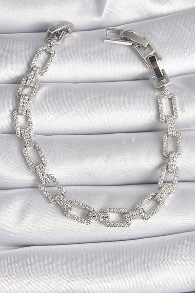 Skygo Brass Silver Color Zircon Stone Chain Model Vip Series Women's Bracelet - Tj-Bb6493
