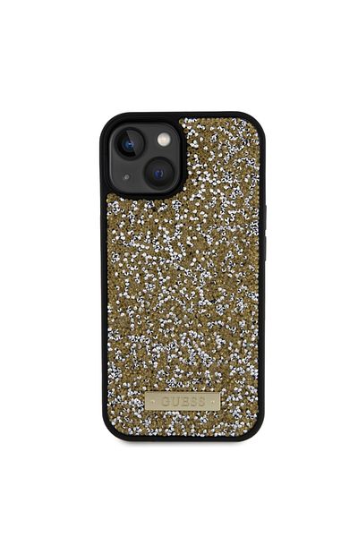 Guess Case for IPhone 15, Rhinestone Metal Logo, Guess, Yellow