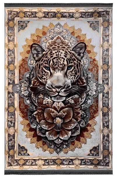 Rugs Modern Halı Haryana Collection Abstract Design Flower and Tiger Patterne...