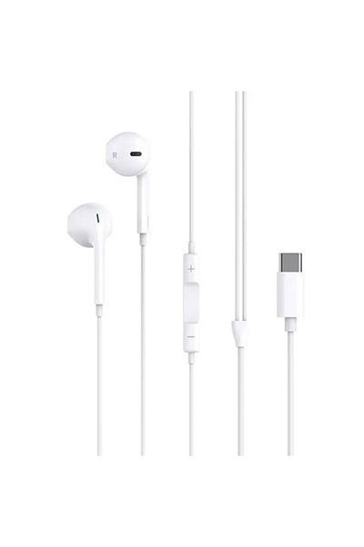 REDz Accessories Headphones with Type-C Plug, XO-EP72, Compatible with iPhone 15/16 and Android, 1.2m, White