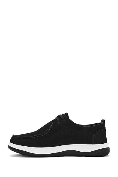 Derimod Men's Black Lace-Up Nubuck Leather Comfort Shoes 25Sfd6605V3