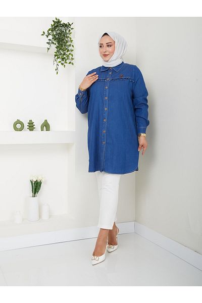 Doque Summer Women's Tunic Shirt - Thin Draped Sports Jeans 61006 61129