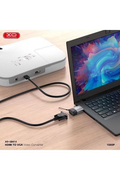 REDz Accessories Mini HDMI to VGA Adapter, XO-GB014, Video Converter 1080p Full HD, Grey