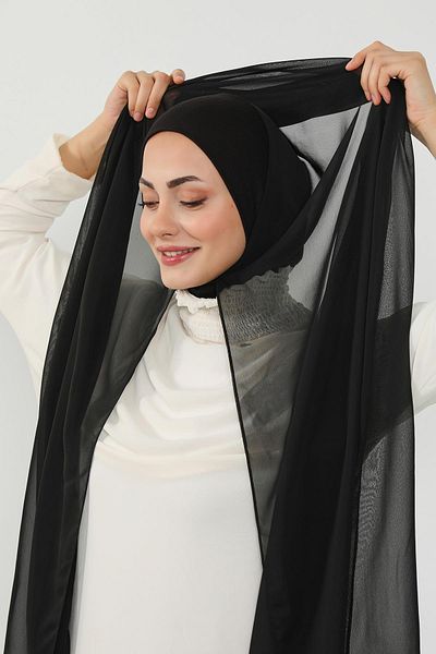 Aisha's Design Practical Chiffon Shawl with Combed Cotton Inner Bonnet, Ps-53