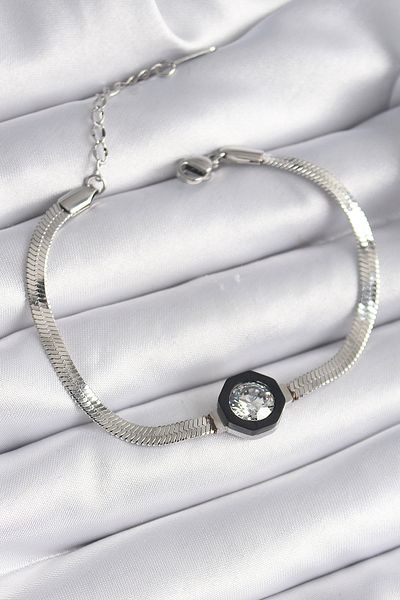 Skygo 316L Steel Silver Color Zircon Stone Italian Chain Model Women's Bracelet - Tj-Bb6479