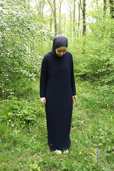 ilmek 25013 Women's Pleated Dress Navy Blue