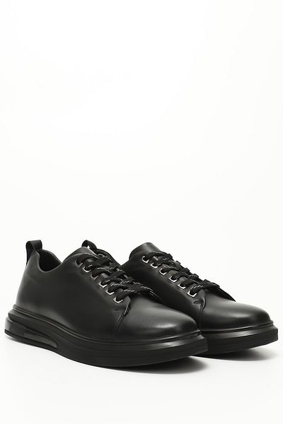 GÖNDERİ(R) BLACK Genuine Leather Men's Lace-Up Casual Sneaker 01855