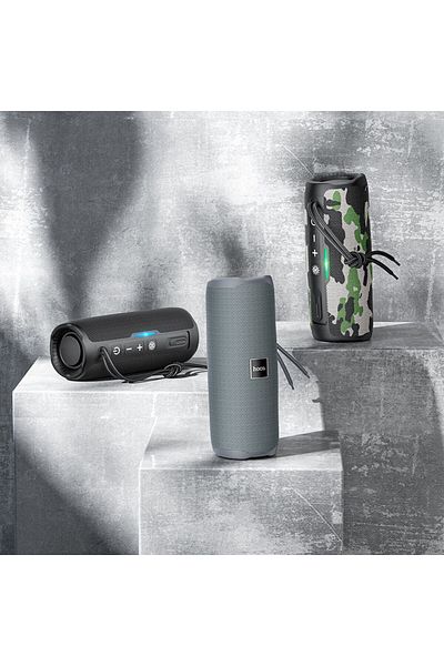 REDz Accessories Bluetooth Speaker, Hoco HC16, Portable, 1200mAh Capacity, 3 Hours Battery Life, Colorful LED, Gray