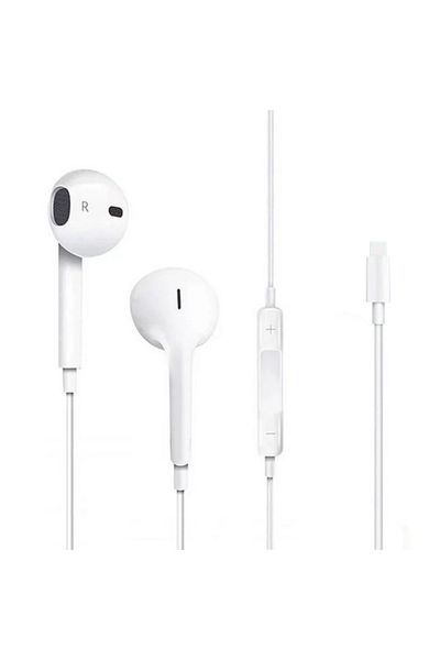 REDz Accessories Căști tip C pentru iPhone 15/16, intraauriculare, control volum, stereo HiFi, microfon, alb