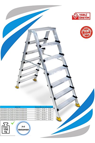 Sözbir Merdiven 7+7 Gold Çift Çıkışlı Alüminyum Merdiven