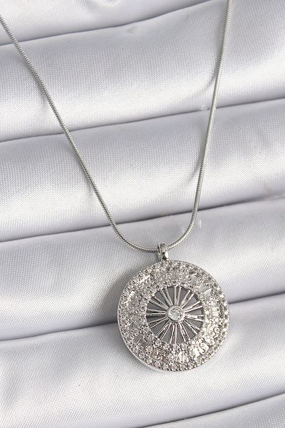Skygo 316L Steel Silver Color Zircon Stone 12 Zodiac Sign Medallion Model Women's Necklace - Tj-Bko9541