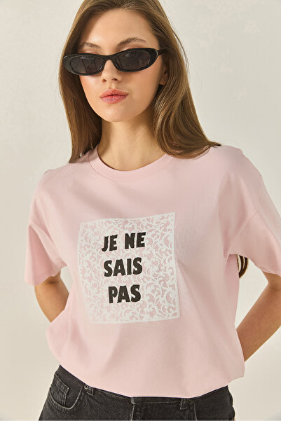 Bianco Lucci Damen-T-Shirt mit Rundhalsausschnitt und kurzen Ärmeln aus bedruckter Baumwolle 5447 60283289