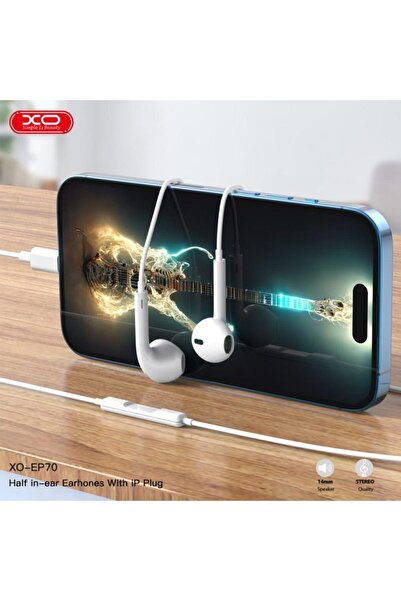 REDz Accessories Ακουστικά με βύσμα Lightning, XO-EP70, Συμβατά με iPhone, Καλώδιο 1,2 μ., Μικρόφωνο, Λευκό