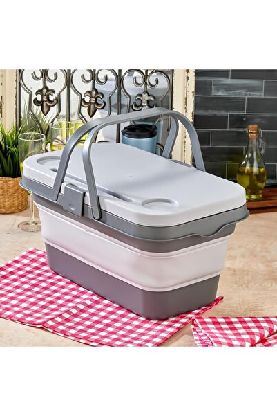 bigmate Portatif Katlanır Piknik Seti 25lt Silikon Sepetli Masalı Piknik Sepeti