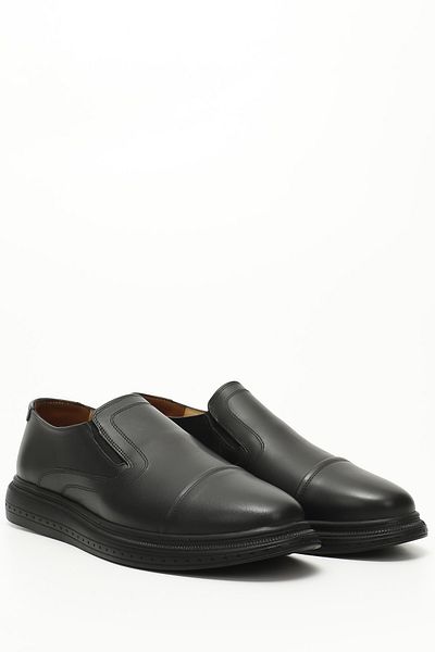 GÖNDERİ(R) Black Heel Genuine Leather Round Toe Casual Men's Shoes 01967