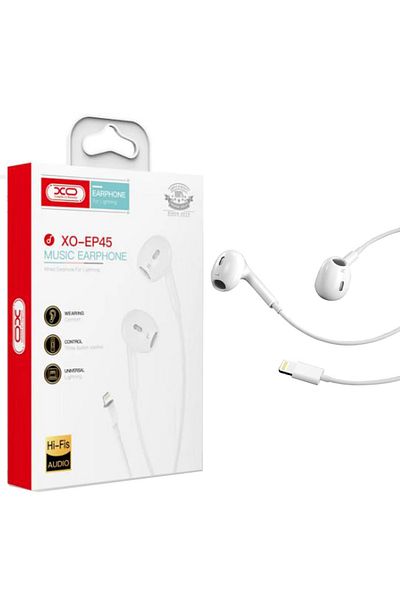 REDz Accessories Lightning Wired Headphones, XO-EP45, iPhone Compatible, 1.2m Cable, White