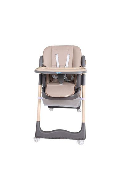 U-Grow Height-adjustable dining chair, 4-position adjustable backrest, foldable, brown,