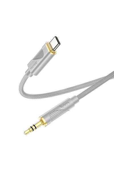 REDz Accessories Hoco UPA30 Audio Cable, USB-C to 3.5mm Jack, Length 1m, Silicone, Gray