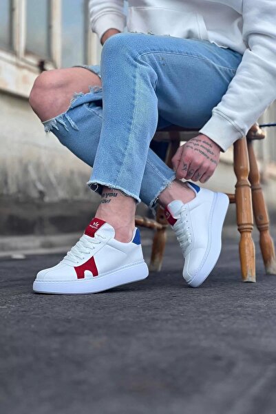 MÇ Plus Wg040 White Red Men's Casual Shoes