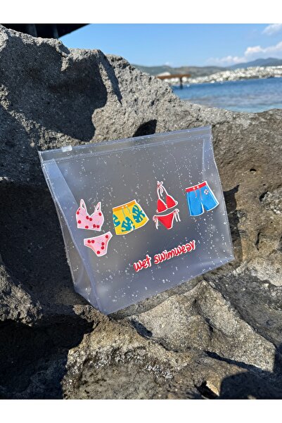 4nio Şeffaf ıslak mayo ve bikini çantası-su geçirmez fermuarlı