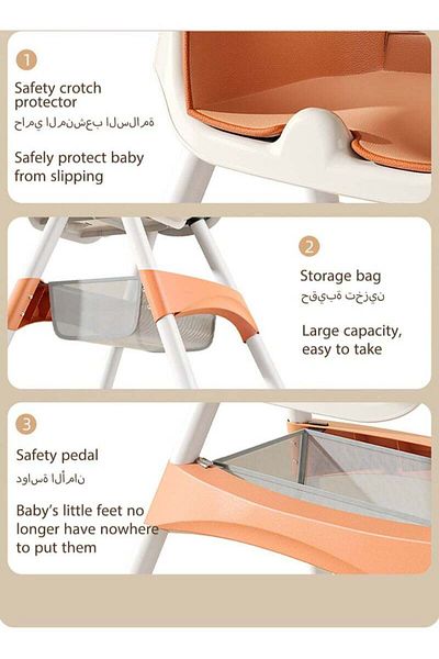 Yelajoy Removable baby dining chair,safe,stable,easy to clean,with storage basket and universal wheels,blue