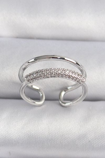 Skygo Brass Silver Color Zircon Stone Women's Ring - Tj-Byk3491