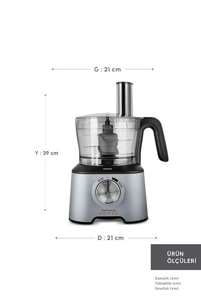 Karaca Mastermaid Power 10 in 1 - Silver Blender Food Processor, 2000W