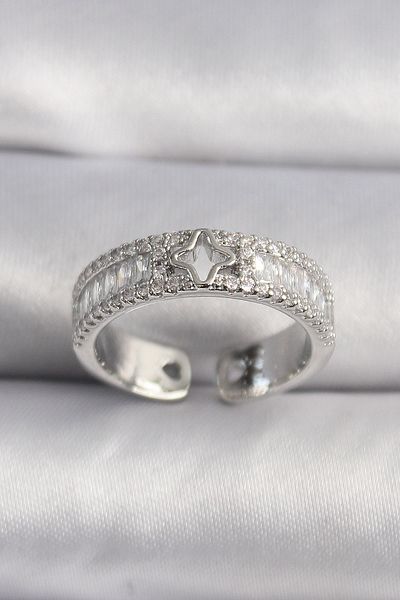 Skygo Brass Silver Color Zircon Stone Star Processing Vip Series Women's Ring - Tj-Byk3509