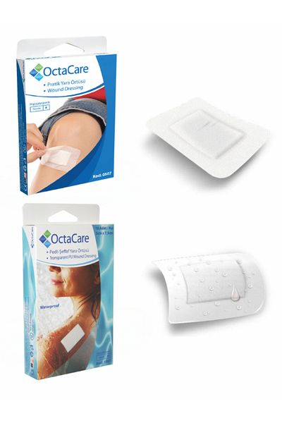 Octacare 5cm X 7.5 cm Wound Pad 5Pcs + 5cm X 7.5cm Wound Cover with Film Pad Waterproof 5Pcs