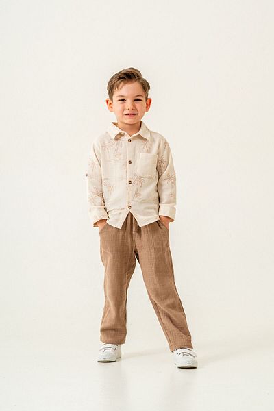 Harika KIDS Boy's Linen Shirt Muslin Pants Suit 2-5 Years