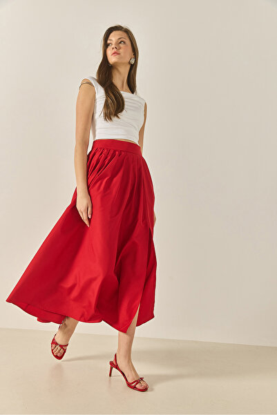 Bianco Lucci Women's High Waist Flared Cut Slit Skirt 60251145