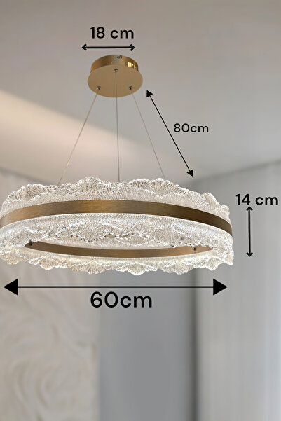 Renkoled Aydınlatma 3 Renk ışıklı kumandalı Modern Sarkıt Led AvizeSalon ,oda ,mutfak ,hol 60 CM