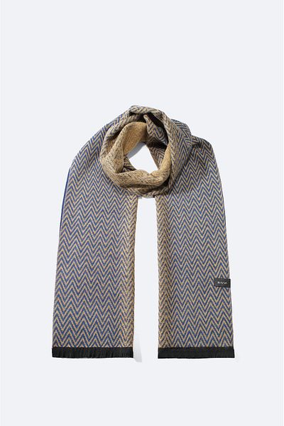 Avva Men's Light Brown Tasseled Patterned Shawl A32Y9415