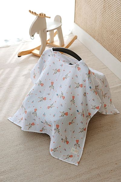 ESTİ Baby Multi-Purpose Muslin Breastfeeding Bib / Stroller Cover / Baby Stroller Cover 100% Cotton 85X130 cm