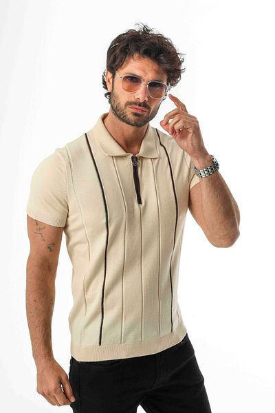 Tony Montana Πλεκτό μπλουζάκι με μισό φερμουάρ Polo Neck-TY-1311