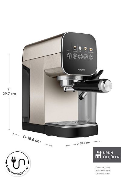 Karaca Mycaffee Barista S20 Automatic Espresso and Latte Machine with Integrated Milk Reservoir Silver