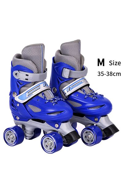 Yelajoy Kids Quad Roller Skates Shoes,with Dazzling Light-Up Wheels, Adjustable Sizes,35-38cm Sizes,blue
