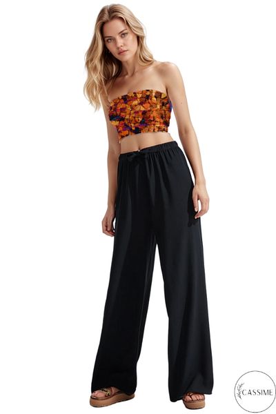 Cassime Women's Black Palazzo Wide Leg High Waist Pants