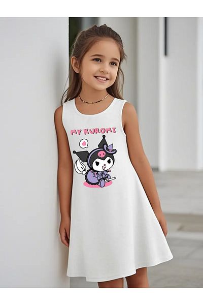 npLStore Girl's Sleeveless Kuromi Printed Short Dress