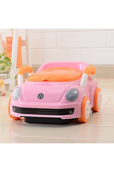 Yelajoy Removable child potty seat, car shape, removable PU soft seat, easy to clean, with handle, pink