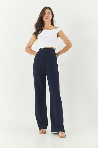 Bianco Lucci Women's Comfortable Palazzo Trousers with Velcro Waist 3826 60261150