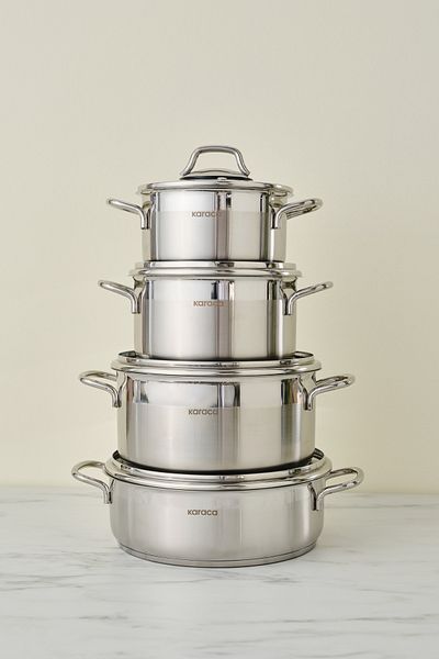 Karaca 8 Piece Steel Pot Set with Belen Induction Base