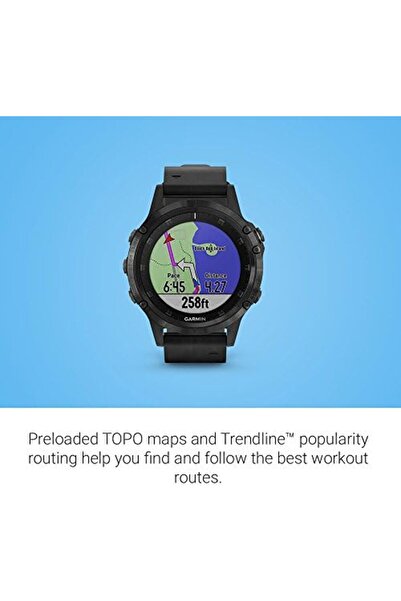 Garmin fēnix 5 Plus Premium Multisport Watch with Music, Maps and Garmin Pay Sapphire, Black with B