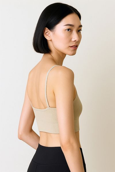 HNX Thin Strap Recovery Ripped Sports Bustier |   Sand