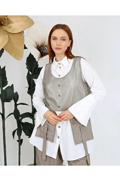 Gazella 42802 İÇ ÖNÜ DÜĞMELİ GÖMLEK YAKA KOLU VOLAN ÜST FİLE DETAYLI PANTOLON...