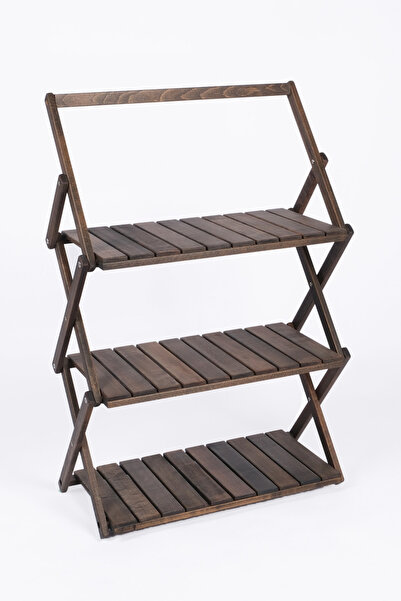 Bag The Joy Ahşap Kamp Rafı Katlanabilir 3 Katlı Portatif Bahçe Ve Karavan Dü...