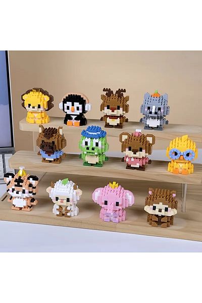 Store Cute Cartoon 12-Piece Animal Mini Building Blocks Set