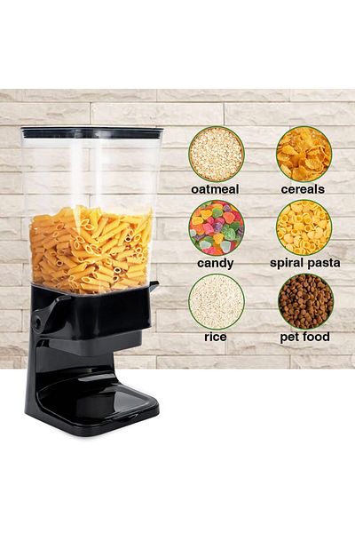 COOYA Storage Box,Cereal Dispenser, Not Easy to Crush Food, for Rice, Candy & Snack, Black