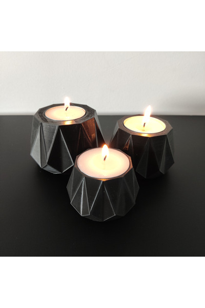 Lunera Accessories 3D Baskı 3’lü Geometrik Mumluk Seti | Modern Dekoratif Mas...