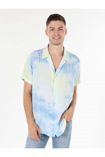 Colin's Cămașă cu mânecă scurtă pentru bărbați, cu croială normală, cu imprimeu pe gât